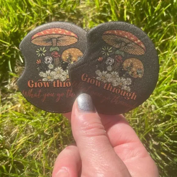 Grow Through Mushroom Coaster Set | Car Decor | Car Accessories - Picture 4 of 10